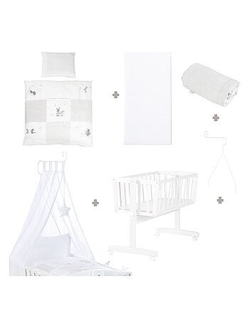 ROBA Cuna Fox & Bunny - 40 x 90 cm + equipamiento completo - madera lacada blanca