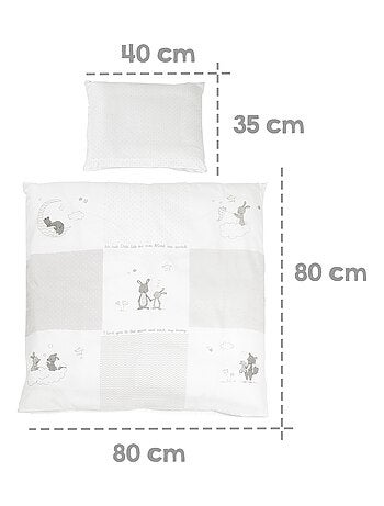 ROBA Cuna Fox & Bunny - 40 x 90 cm + equipamiento completo - madera lacada blanca