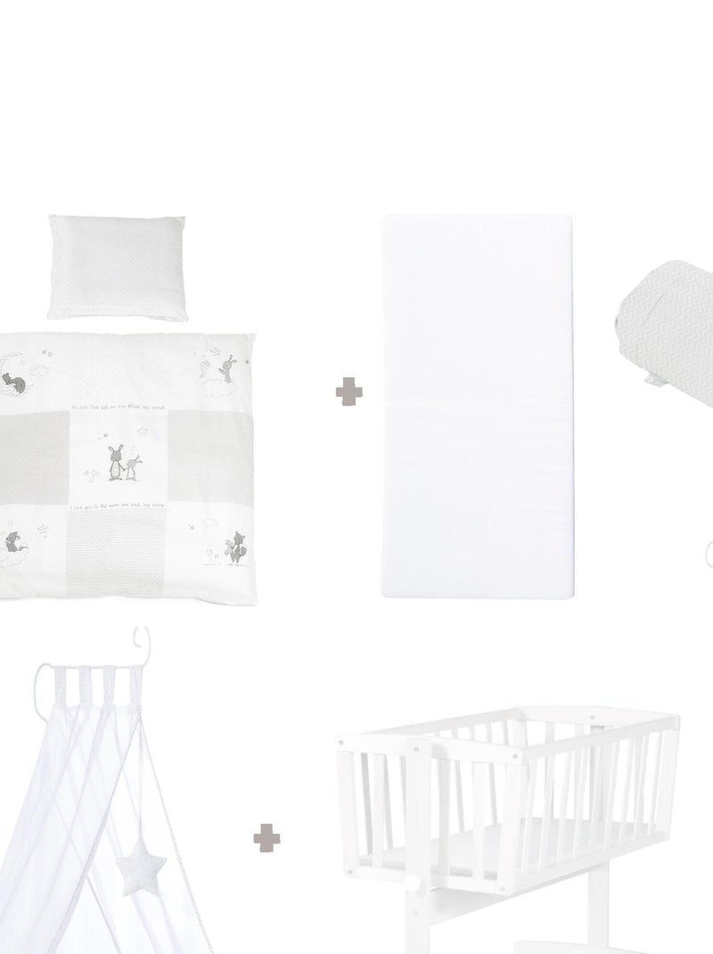 ROBA Cuna Fox & Bunny - 40 x 90 cm + equipamiento completo - madera lacada blanca Blanco - Kiabi