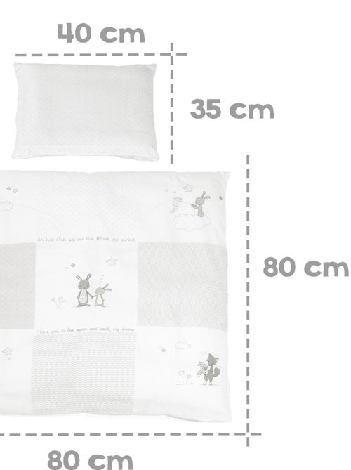 ROBA Cuna Fox & Bunny - 40 x 90 cm + equipamiento completo - madera lacada blanca - Kiabi