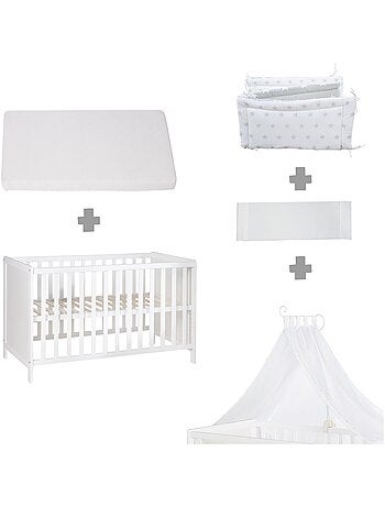 ROBA Cuna multifuncional 60 x 120 cm + equipamiento de cama - Blanco