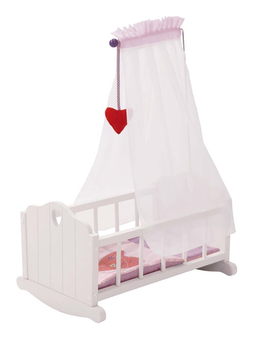 ROBA Cuna para muñecas completa "Fienchen" - incluye textil rosa - lacado - Kiabi