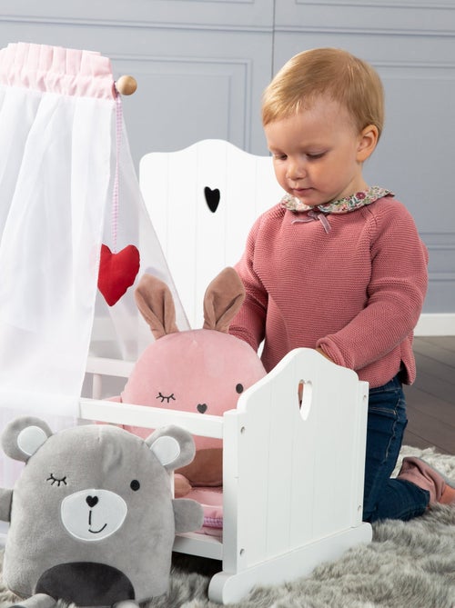 ROBA Cuna para muñecas completa "Fienchen" - incluye textil rosa - lacado - Kiabi