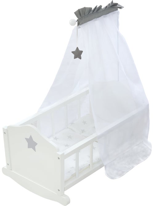ROBA Cuna para muñecas completa "Stella" - incluye textil con diseño de estrellas - blanco/gris - Kiabi