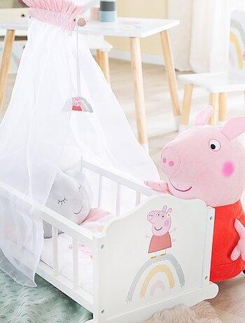 ROBA Cuna para muñecas 'Peppa Pig' en madera - incluye ropa de cama - diseño arcoíris