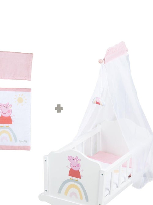 ROBA Cuna para muñecas 'Peppa Pig' en madera - incluye ropa de cama - diseño arcoíris - Kiabi