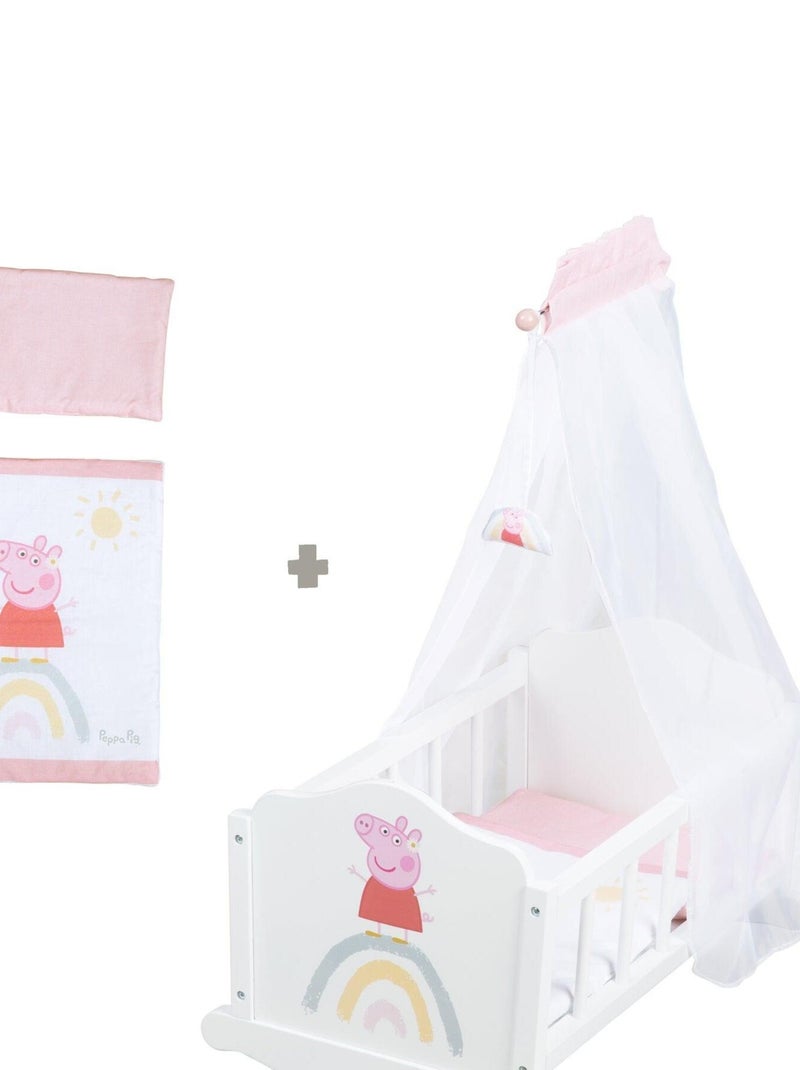 ROBA Cuna para muñecas 'Peppa Pig' en madera - incluye ropa de cama - diseño arcoíris N/D - Kiabi