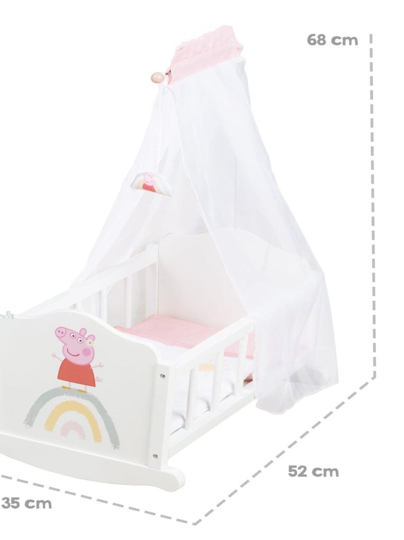 ROBA Cuna para muñecas 'Peppa Pig' en madera - incluye ropa de cama - diseño arcoíris N/D - Kiabi