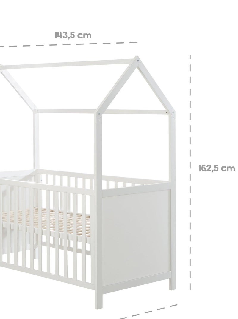 ROBA Cuna tipo casita evolutiva 70x140 - certificada FSC - convertible - altura ajustable - madera Blanco - Kiabi