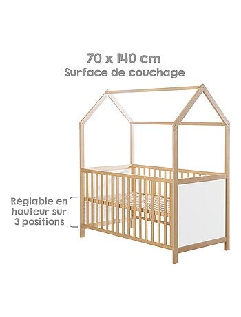 ROBA Cuna tipo casita evolutiva 70x140 - certificada FSC - convertible - altura ajustable