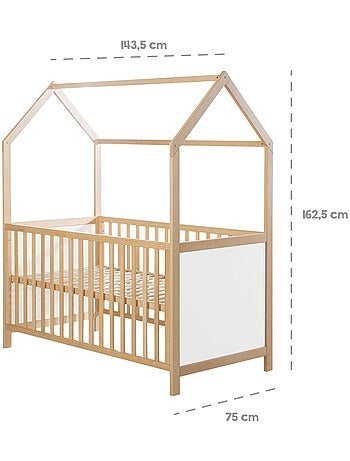 ROBA Cuna tipo casita evolutiva 70x140 - certificada FSC - convertible - altura ajustable