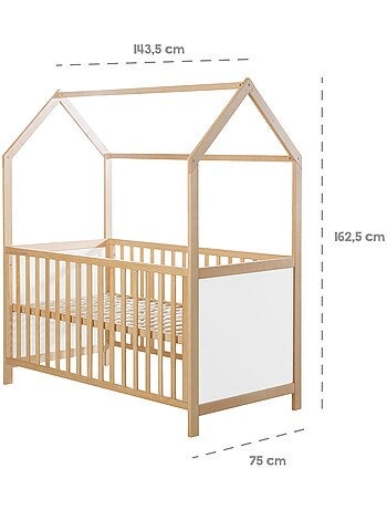 ROBA Cuna tipo casita evolutiva 70x140 - certificada FSC - convertible - altura ajustable