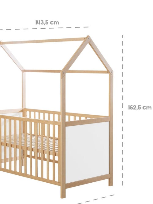 ROBA Cuna tipo casita evolutiva 70x140 - certificada FSC - convertible - altura ajustable - Kiabi