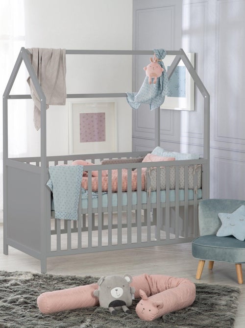 ROBA Cuna tipo casita evolutiva 70x140 - certificada FSC - convertible - altura ajustable - Kiabi