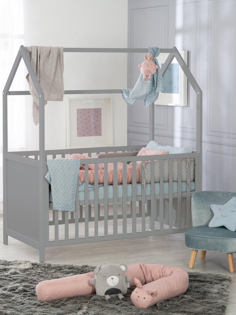 ROBA Cuna tipo casita evolutiva 70x140 - certificada FSC - convertible - altura ajustable Gris - Kiabi