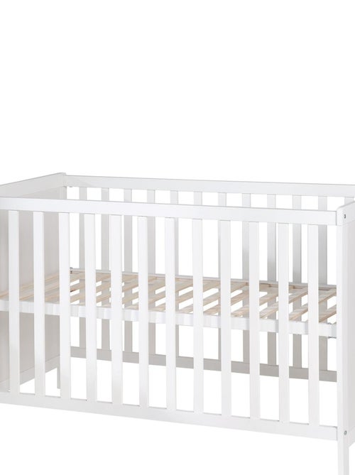 ROBA Cuna y colecho 60 x 120 cm + colchón y somier - Altura ajustable - Blanco - Kiabi