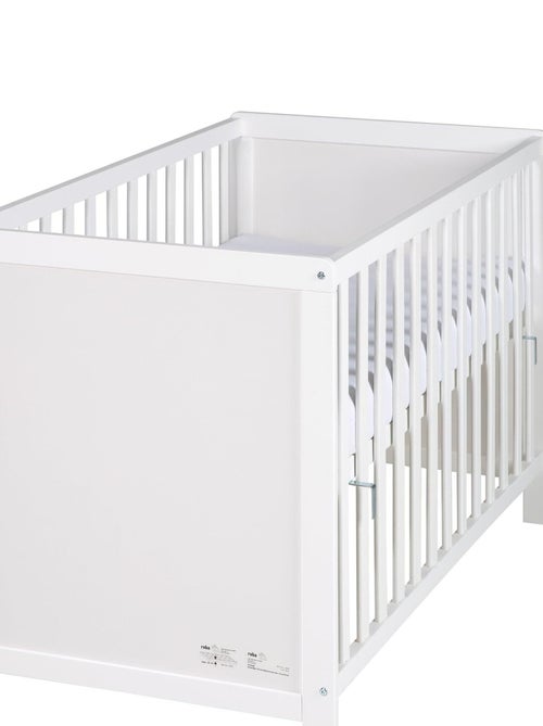ROBA Cuna y colecho 60 x 120 cm + colchón y somier - Altura ajustable - Blanco - Kiabi