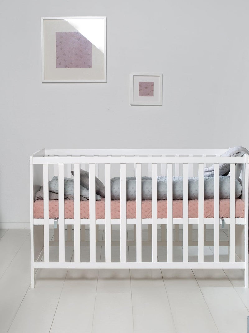 ROBA Cuna y colecho 60 x 120 cm + colchón y somier - Altura ajustable - Blanco Blanco - Kiabi