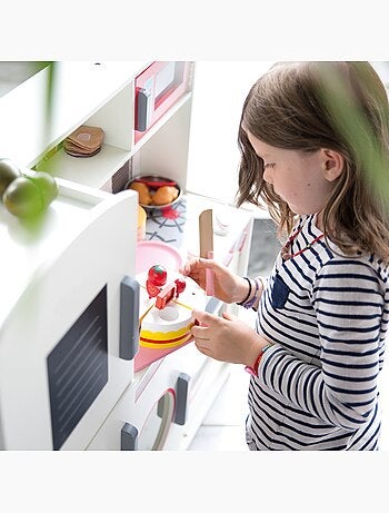 ROBA Gran cocina infantil en madera + refrigerador + lavadora y más - blanco/rojo