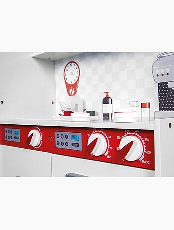 ROBA Gran cocina infantil en madera + refrigerador + lavadora y más - blanco/rojo