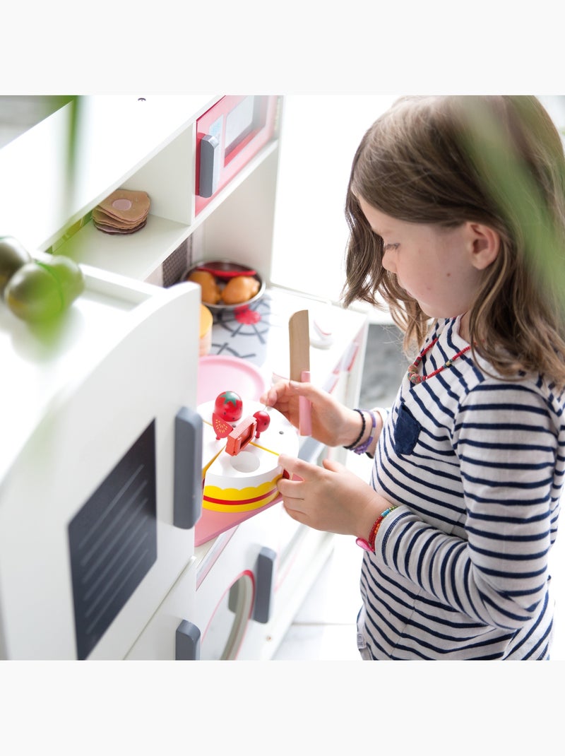 ROBA Gran cocina infantil en madera + refrigerador + lavadora y más - blanco/rojo Blanco Rojo - Kiabi