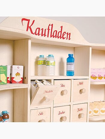 ROBA Gran tienda infantil en madera + caja registradora y 100 accesorios - natural