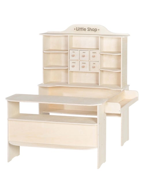 ROBA Gran tienda infantil en madera con estantes y 6 cajones + 2 mostradores - Kiabi
