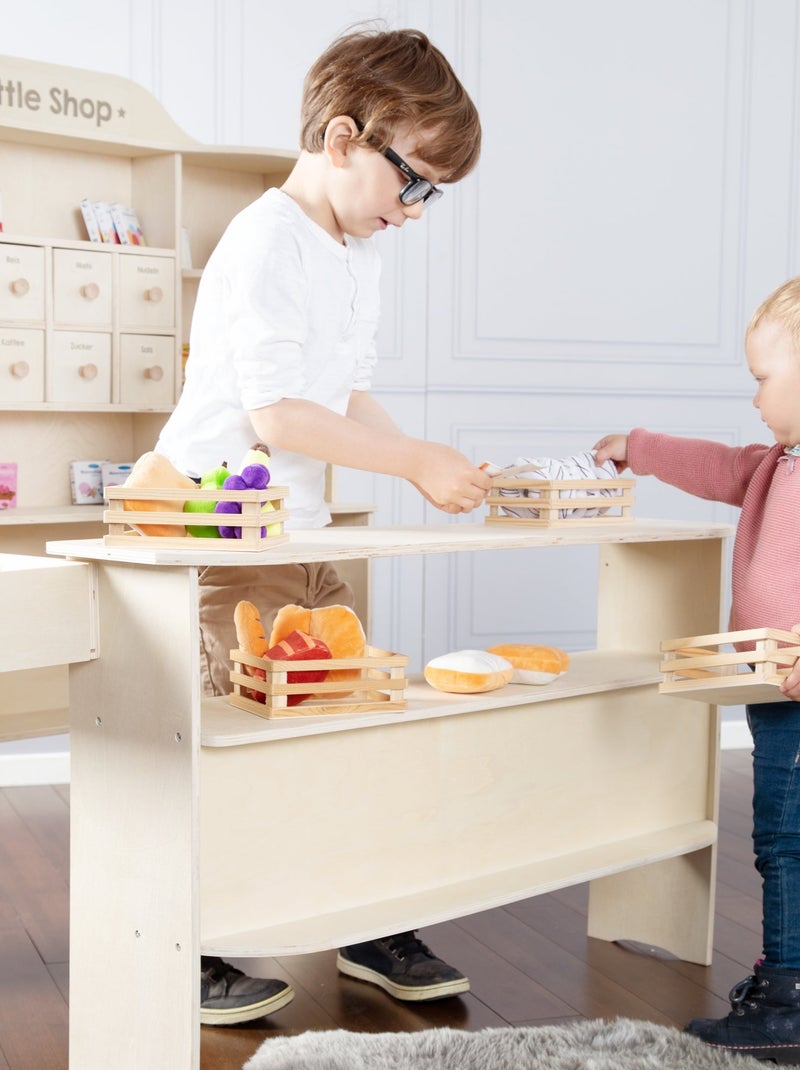 ROBA Gran tienda infantil en madera con estantes y 6 cajones + 2 mostradores Madera natural - Kiabi