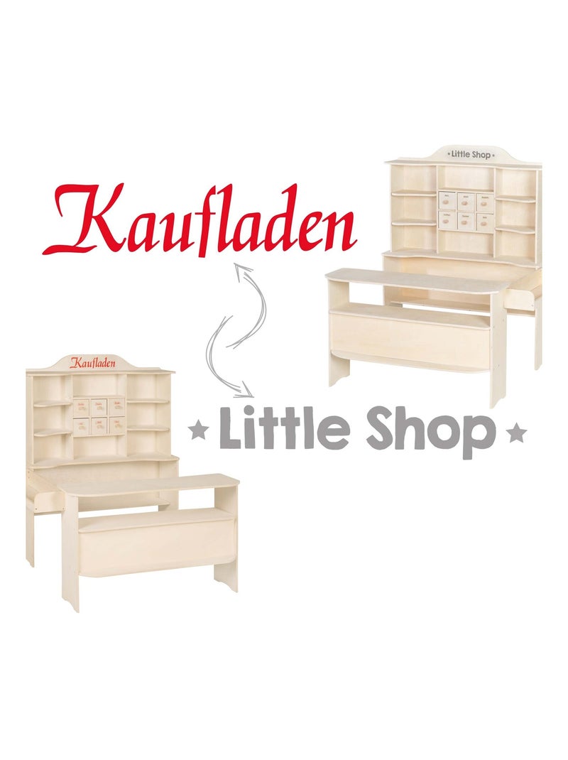 ROBA Gran tienda infantil en madera con estantes y 6 cajones + 2 mostradores Madera natural - Kiabi