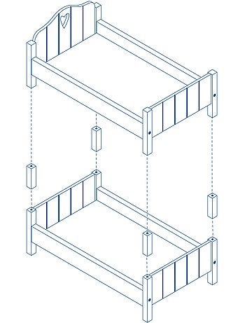 ROBA Litera para muñecas gemelas en madera "Fienchen" - separable en 2 camas - lacado blanco
