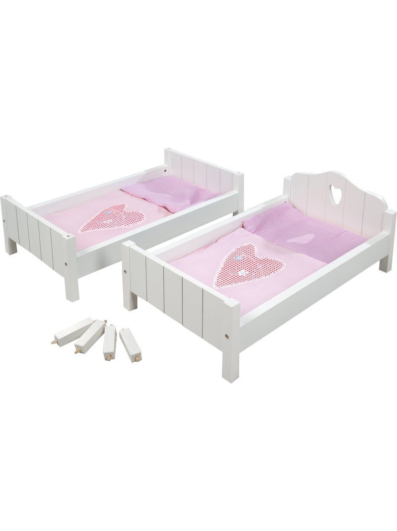 ROBA Litera para muñecas gemelas en madera "Fienchen" - separable en 2 camas - lacado blanco Blanco Rosa - Kiabi