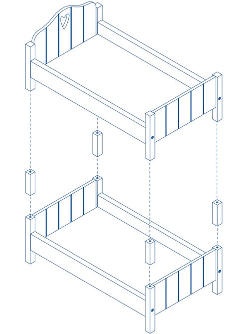 ROBA Litera para muñecas gemelas en madera "Fienchen" - separable en 2 camas - lacado blanco - Kiabi