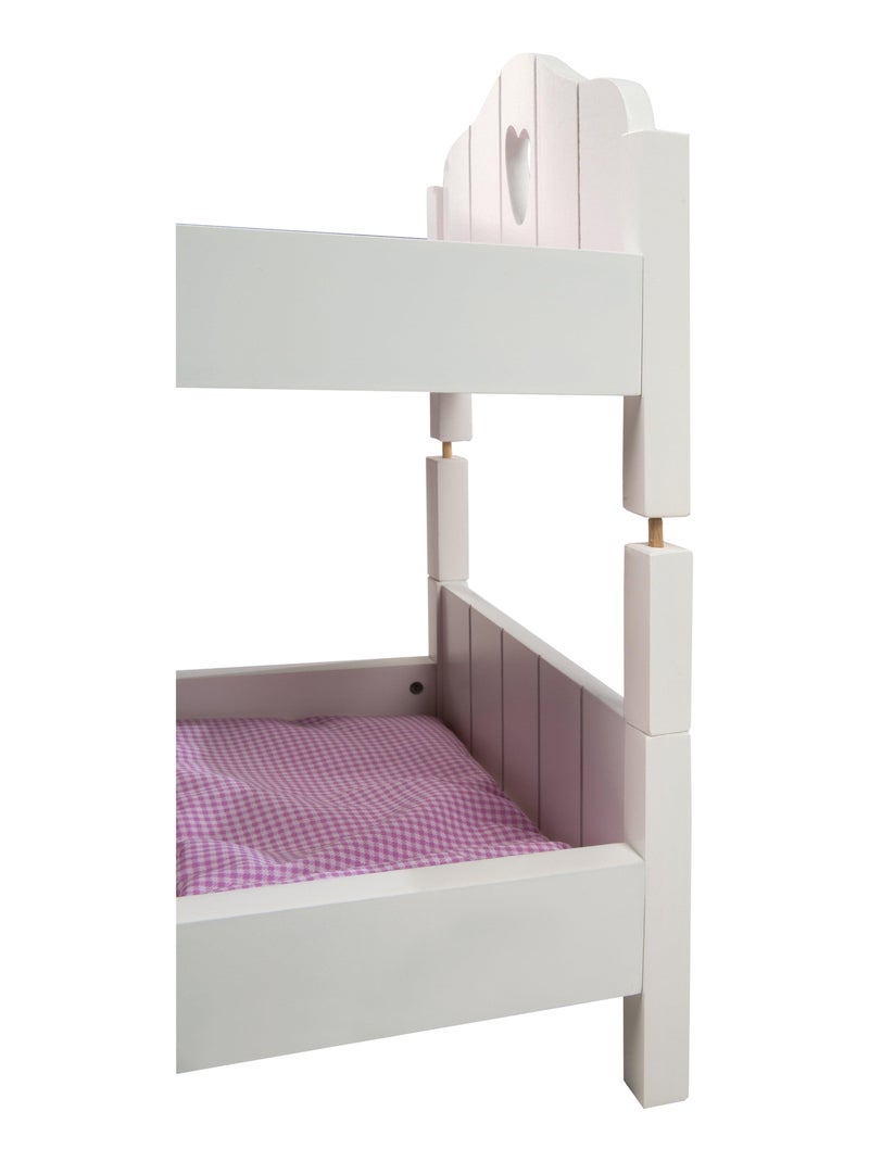 Litera De Muñecas De Madera Scarlett – 2 Camas Separables, Con Colchón, Almohadas Y Edredones, A Partir De 3 Años (46x30x52 Cm)