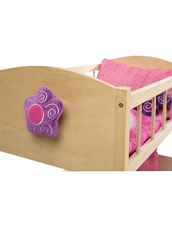 ROBA Litera para muñecas gemelas en madera "Happy Fee" + ropa de cama - natural/rosa