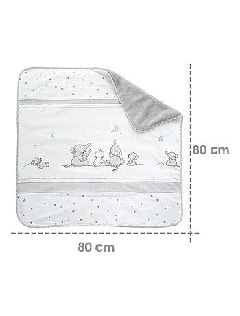 ROBA Manta acogedora "Sternenzauber" - 80 x 80 cm - Gris claro / Blanco