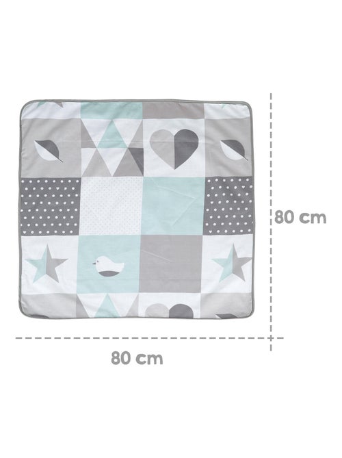 ROBA Manta para bebé "Happy Patch" - 80 x 80 cm - Verde / Gris - Kiabi