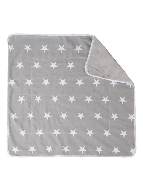 ROBA Manta para bebé "Little Stars" - 80 x 80 cm - Gris / Blanco - Kiabi