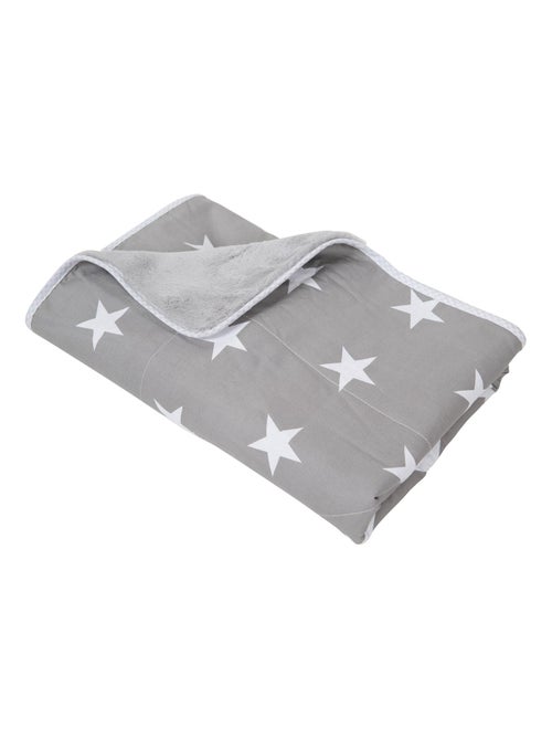 ROBA Manta para bebé "Little Stars" - 80 x 80 cm - Gris / Blanco - Kiabi