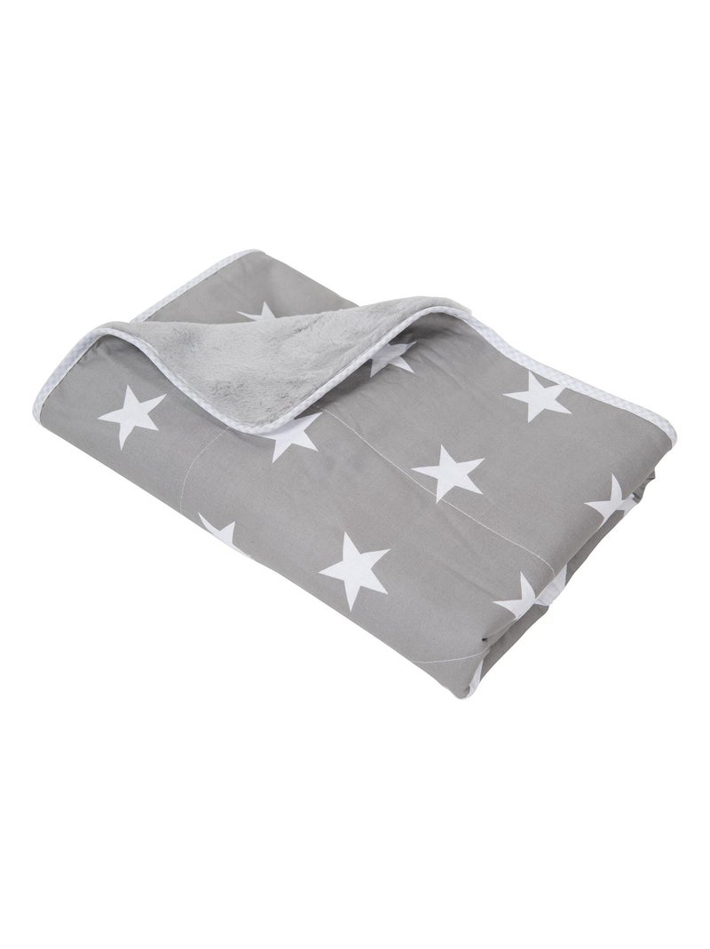 ROBA Manta para bebé "Little Stars" - 80 x 80 cm - Gris / Blanco Gris - Kiabi