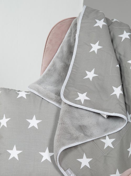 ROBA Manta para bebé "Little Stars" - 80 x 80 cm - Gris / Blanco - Kiabi
