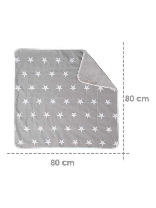 ROBA Manta para bebé "Little Stars" - 80 x 80 cm - Gris / Blanco - Kiabi