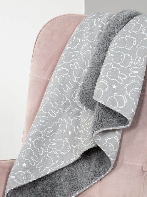 ROBA Manta para bebé "miffy®" - 80 x 80 cm - Gris / Blanco - Kiabi