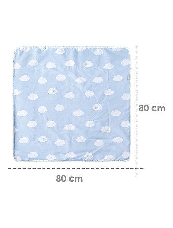 ROBA Manta para bebé "Petit Nuage" - 80 x 80 cm - Azul claro / Blanco