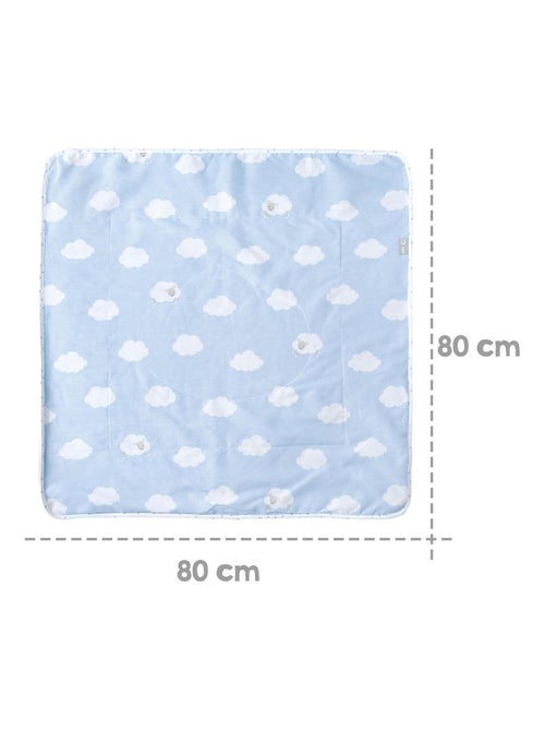 ROBA Manta para bebé "Petit Nuage" - 80 x 80 cm - Azul claro / Blanco - Kiabi