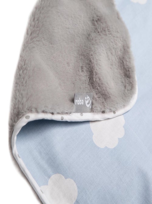ROBA Manta para bebé "Petit Nuage" - 80 x 80 cm - Azul claro / Blanco - Kiabi