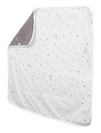 ROBA Manta para bebé "Sternenzauber Grau" - 80 x 80 cm - Gris claro / Blanco