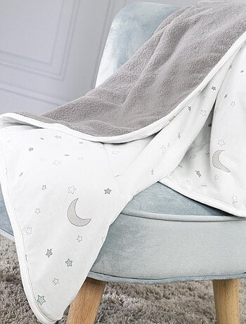 ROBA Manta para bebé "Sternenzauber Grau" - 80 x 80 cm - Gris claro / Blanco
