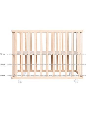 ROBA Parque infantil en madera 75x100 "Jumbotwins" + alfombra de parque y ruedas con freno - Blanco