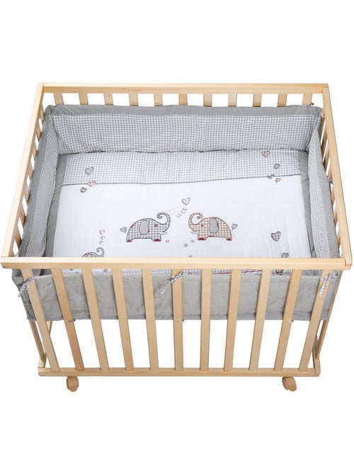 ROBA Parque infantil en madera 75x100 "Jumbotwins" + alfombra de parque y ruedas con freno - Blanco - Kiabi ROBA Parque infantil en madera 75x100 "Jumbotwins" + alfombra de parque y ruedas con freno - Blanco - Kiabi