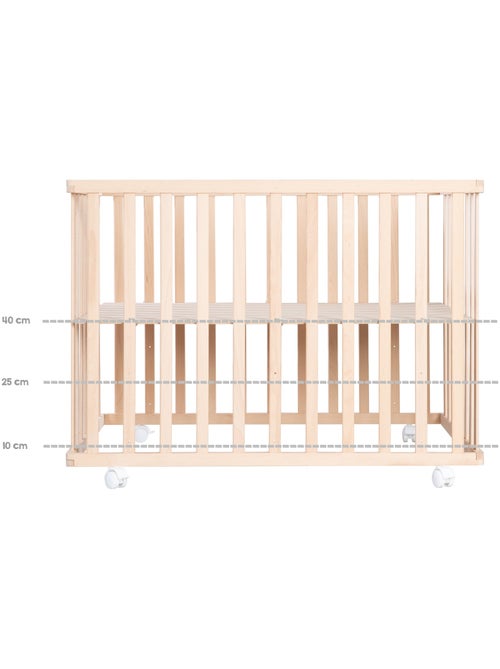 ROBA Parque infantil en madera 75x100 "Jumbotwins" + alfombra de parque y ruedas con freno - Blanco - Kiabi ROBA Parque infantil en madera 75x100 "Jumbotwins" + alfombra de parque y ruedas con freno - Blanco - Kiabi